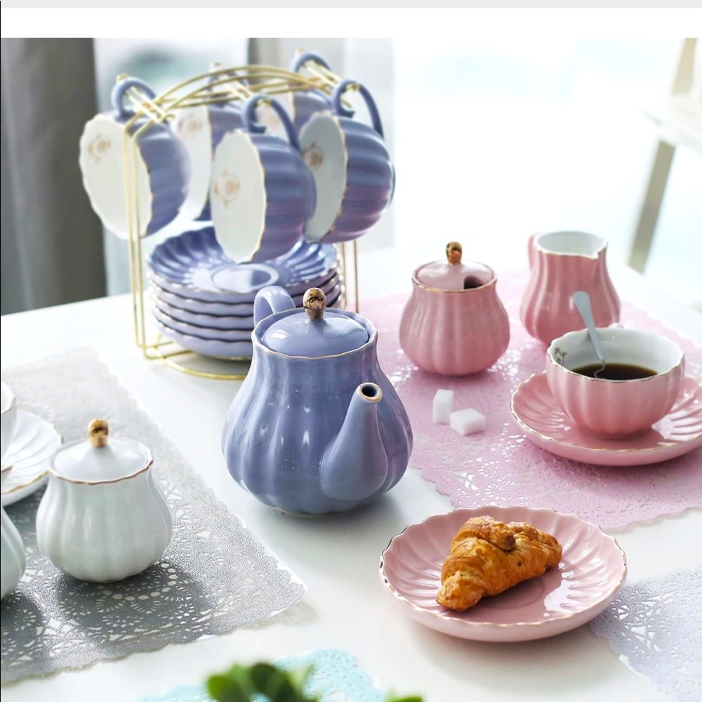 Sweejar hualisi Porcelain Sets British Royal Series, Cups& Saucer Service for 6